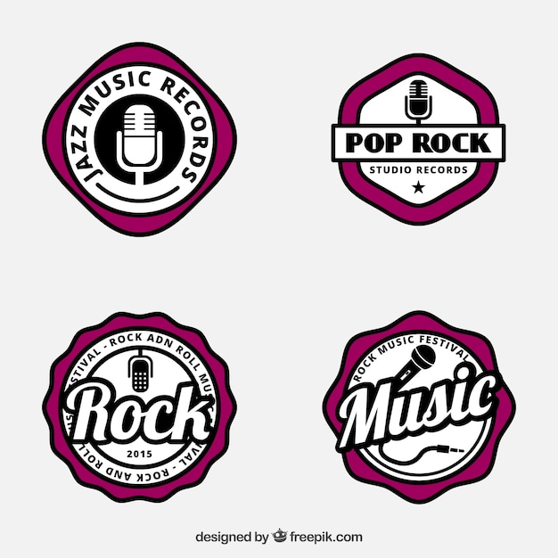 Badges De Musique Dans Le Style Rétro