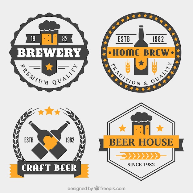 badges noirs et jaunes dans un style plat