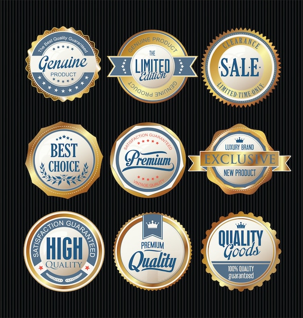 Vecteur badges d'or