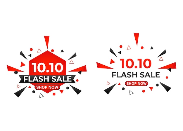 Badges De Promotion De Vente Flash Noir Et Rouge