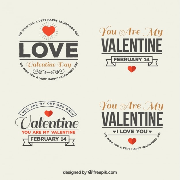 Vecteur badges de valentine belles