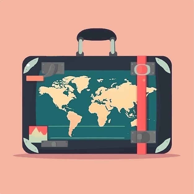 Bagages à main avec concept de voyage de carte du monde