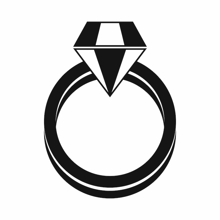 Vecteur bague en diamant unique dans un style simple isolée sur illustration vectorielle fond blanc
