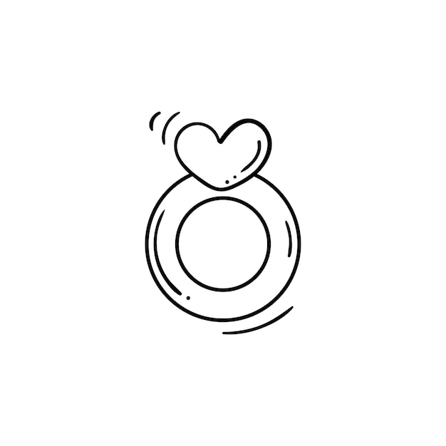 Bague Noire Et Blanche Avec Coeur En Style Doodle