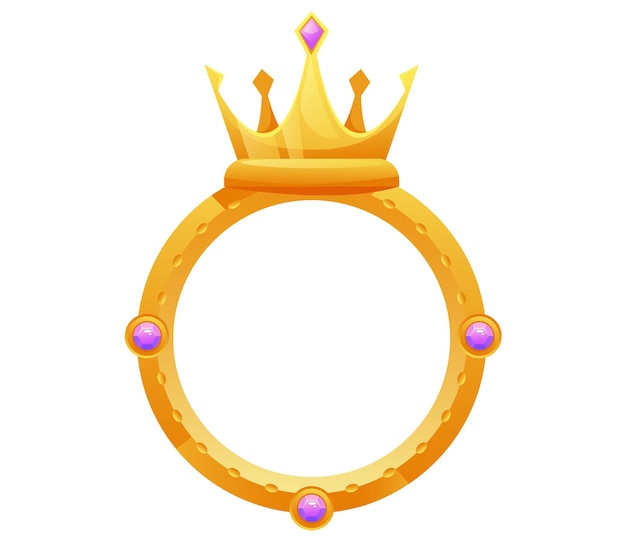 Bague en or avec une couronne et des pierres précieuses