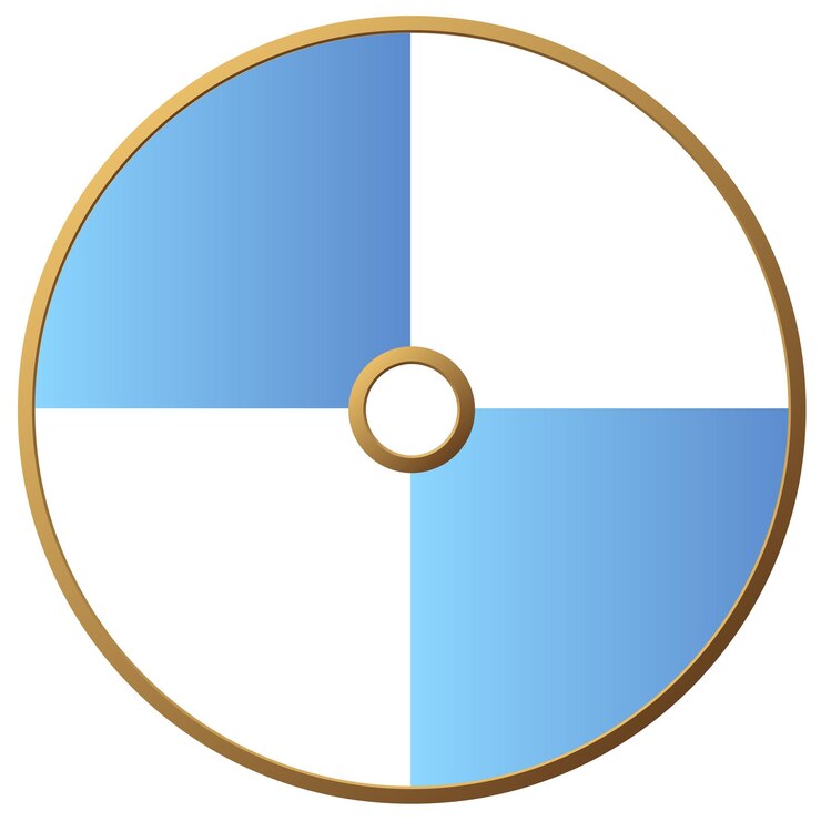 Vecteur bague or, divisé, intérieur, dans, 4, parties, de, copie, espace, isolé, blanc, fond, bleu blanc, couleurs clipart