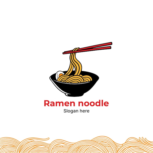 Les Baguettes Ramen Logo Les Nouilles De Bœuf Dans Le Bol