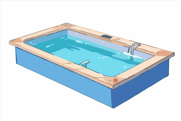 Vecteur une baignoire bleue avec de l'eau bleue à l'intérieur