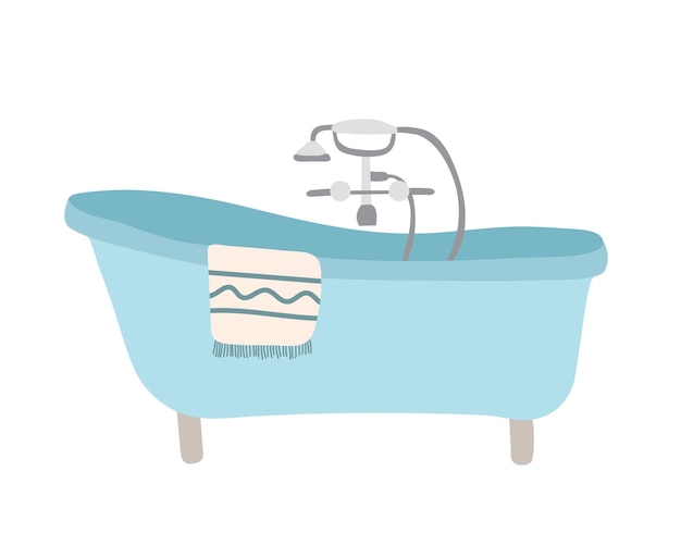 Vecteur baignoire rétro de vecteur avec mitigeur illustration de vecteur de dessin animé clip art pour autocollants jeux d'intérieur imprime des cartes