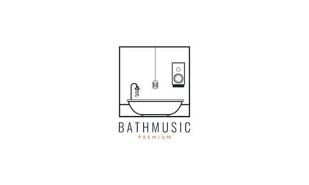 Baignoire salle de bain musique logo vecteur icône illustration design