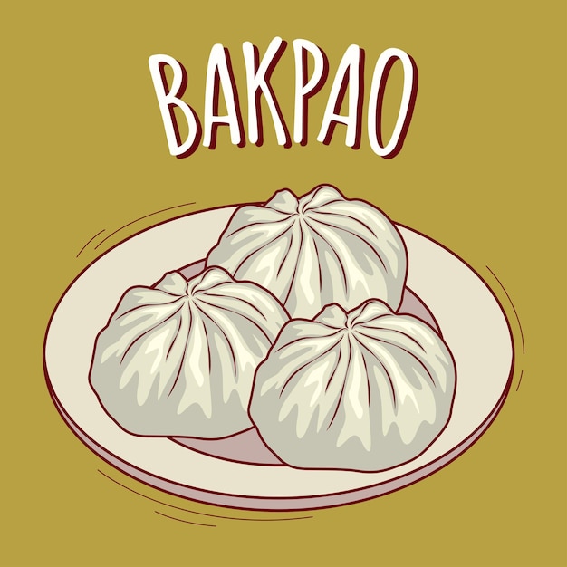 Bakpao illustration cuisine indonésienne avec style cartoon