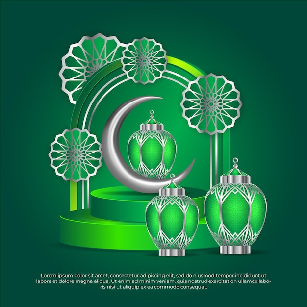 Vecteur bakrid eid al adha festival salutation fond 3d vert