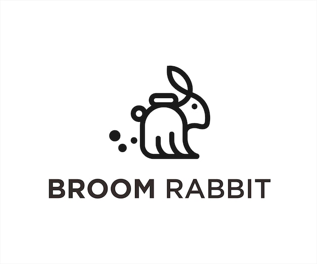 Balai Lapin Logo Design Illustration Vectorielle