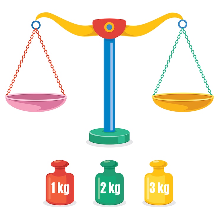 Vecteur balance de justice, balance de poids