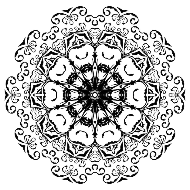 Balck Cricle Mandala Design Vecteur Rangoli Design Gratuit