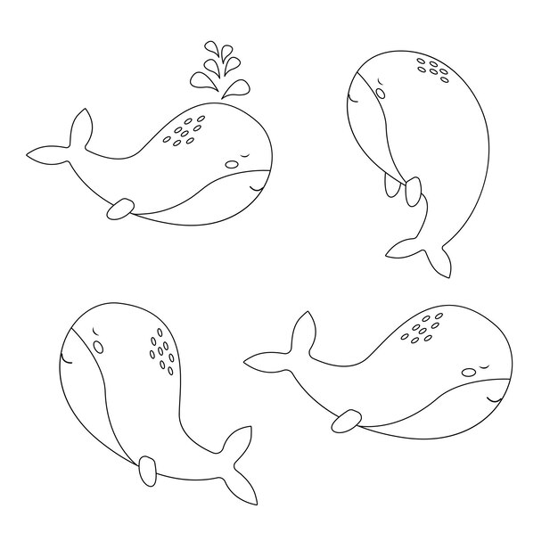 Baleine Dans Le Style De Contour Illustration Vectorielle