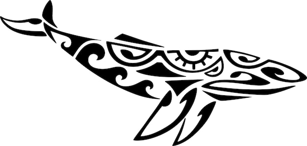 Baleine dans le style polynésien maori. Croquis de tatouage.