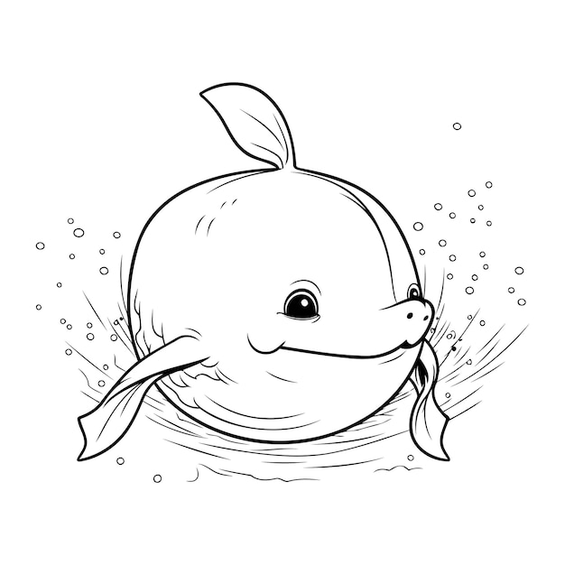 Vecteur baleine de dessin animé mignon illustration vectorielle livre de coloriage pour enfants