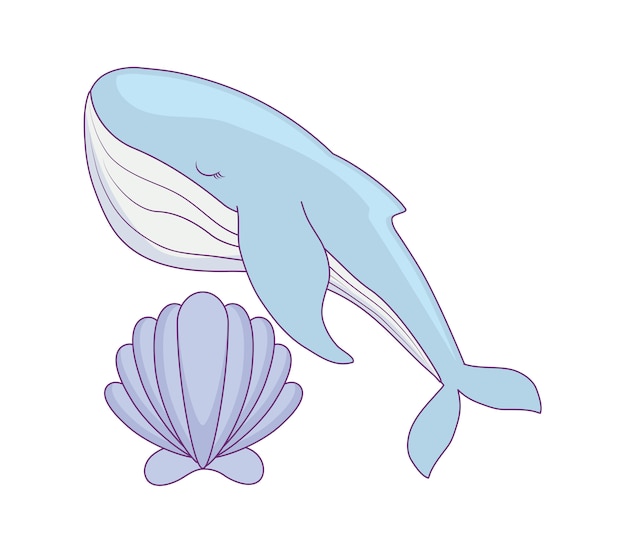 Baleine Mignonne Avec Coquillage