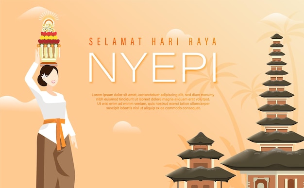 Bali's Day Of Silence And Hindu New Year Vector Illustration fit for Poster Banner and Template