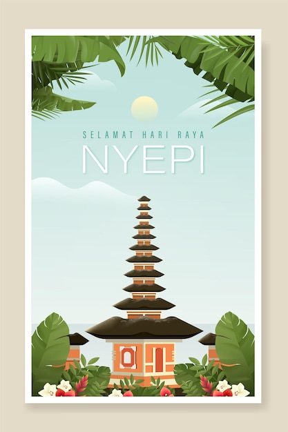 Vecteur balis day of silence and hindu new year vector illustration fit for poster banner and template