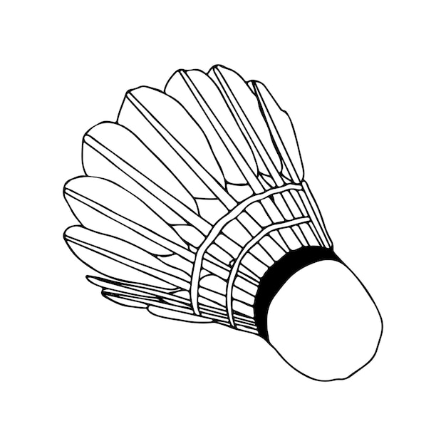 Balle de badminton. Sports, badminton, équipements sportifs. Élément sur fond blanc. Logo de griffonnage simple. Illustration vectorielle stock.