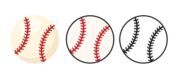 Balle De Baseball Set Icône Illustration Vectorielle