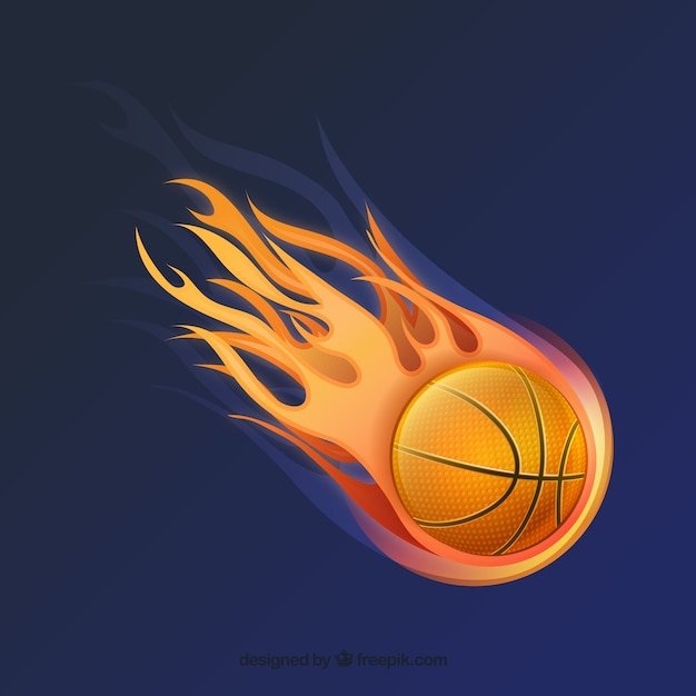 Balle De Basket-ball Sur Le Feu