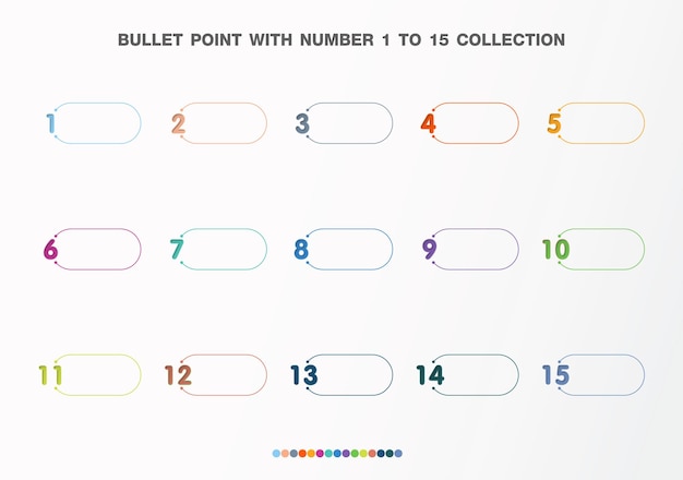 Balle Avec Collection De Numéros. Numéros De 1 à 15. Boutons Et Points D'infographie. Conception Facile à