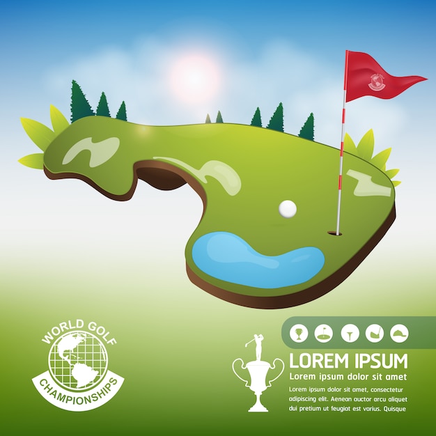 Balle De Golf Vector Concept Monde Du Tournoi De Golf