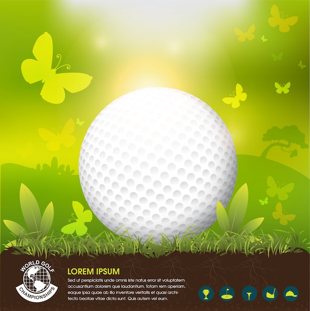 Balle De Golf Vector Concept Monde Du Tournoi De Golf