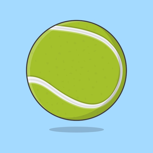 Balle Tennis Cartoon Vector Illustration Icône Plate Tennis Contour