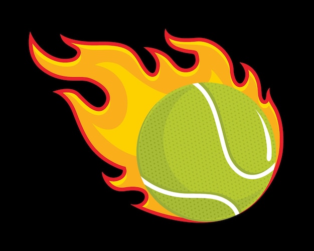 Balle De Tennis Flamme Feu Illustrations Vectorielles