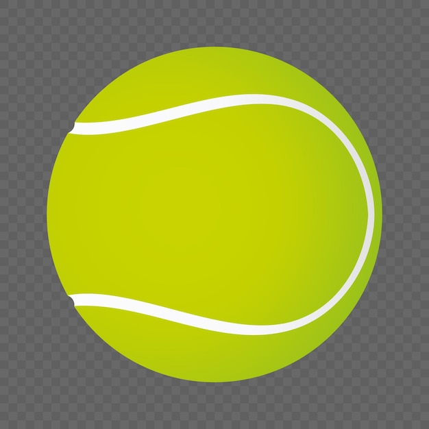 Une balle de tennis verte avec une ligne blanche qui dit sur un fond transparent