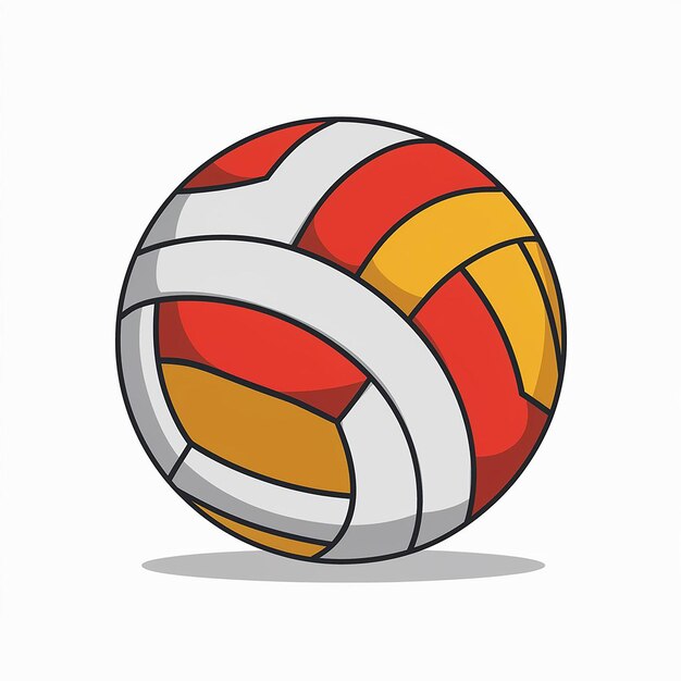 Vecteur une balle de volley-ball rouge et jaune avec un dessin jaune et rouge