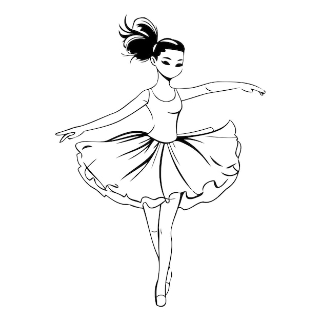 Vecteur une ballerine dans un tutu blanc dansant illustration vectorielle