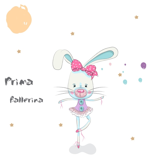 Ballerine De Lapin De Dessin Animé Mignon Dessinés à La Main