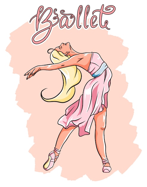 Ballerine En Pointes Dans Une Robe Rose.