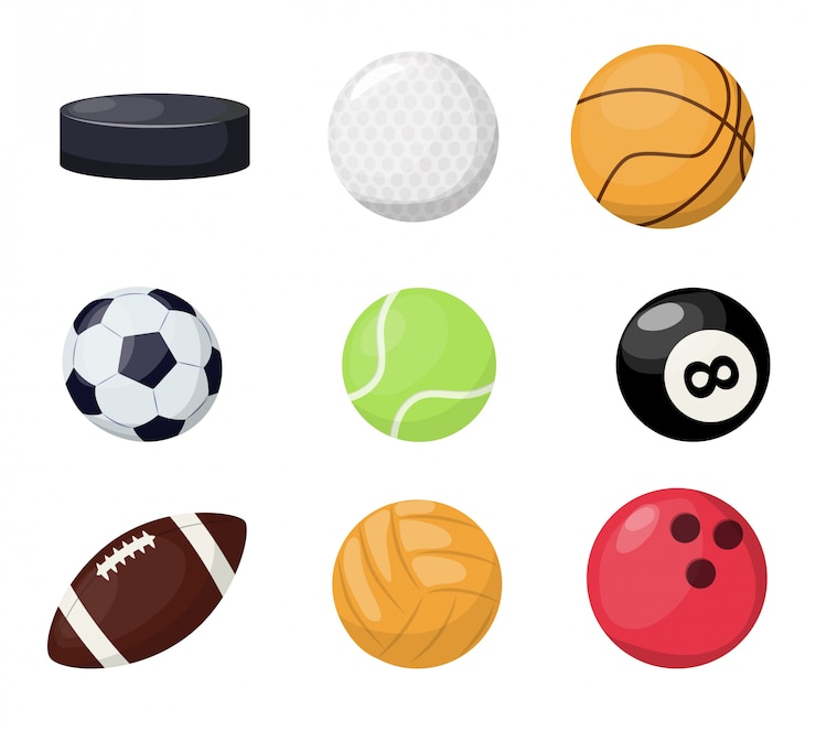 Balles de sport sur fond blanc.