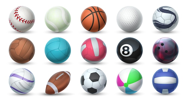 Balles De Sport Réalistes. équipement 3d Pour Le Football, Le Soccer, Le Baseball, Le Golf Et Le Tennis