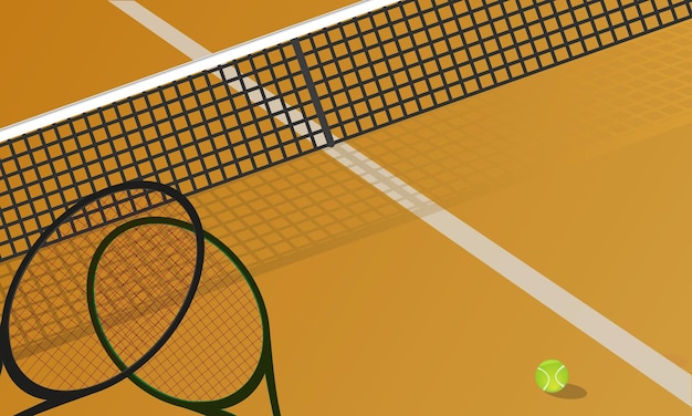 Des balles de tennis et des lignes de terrain d'argile Concept créatif abstrait minimal