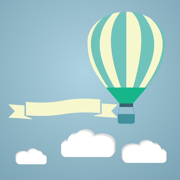 Ballon à Air Chaud Dans La Carte De Voeux D'illustration Vectorielle De Ciel