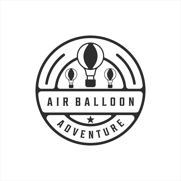 Ballon à Air Logo Vintage Vector Illustration Modèle Icône Design Rétro Badge Cercle Avec Créatif