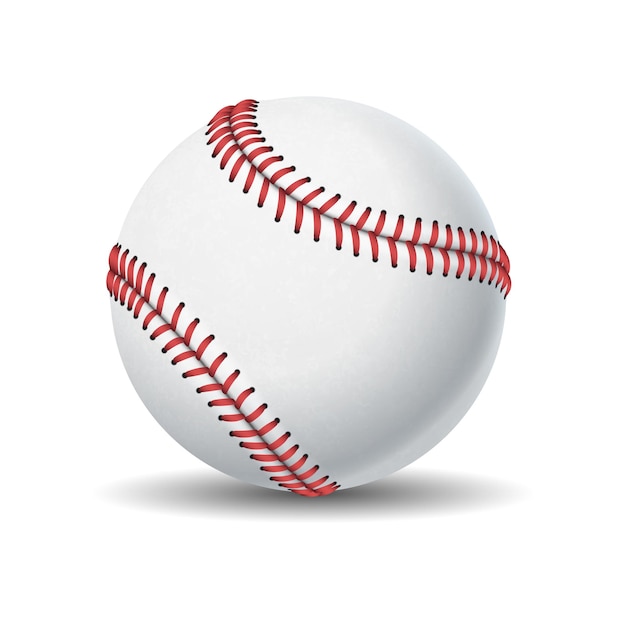 Ballon de baseball avec des coutures rouges illustration vectorielle réaliste