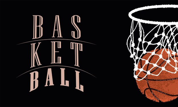 Vecteur ballon de basket-ball entrant dans une affiche de sport nette illustration vectorielle
