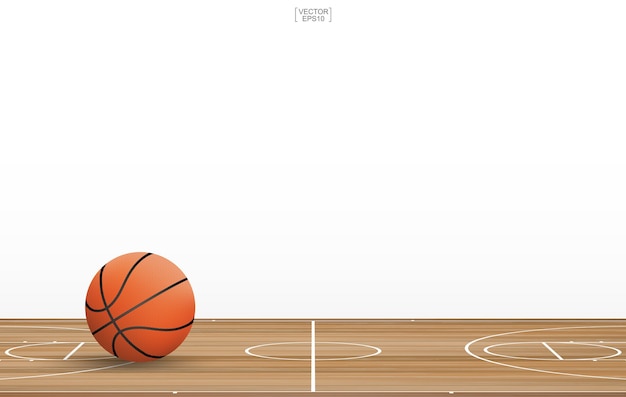 Ballon de basket sur le court