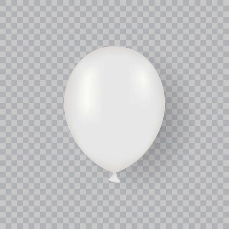 Vecteur ballon blanc maquette sur fond transparent ballon rond maquette pour la fête d'anniversaire festive