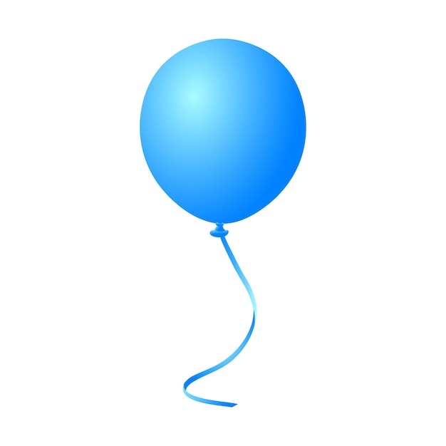 Ballon dégradé bleu avec ruban cartoon vector illustration objet isolé