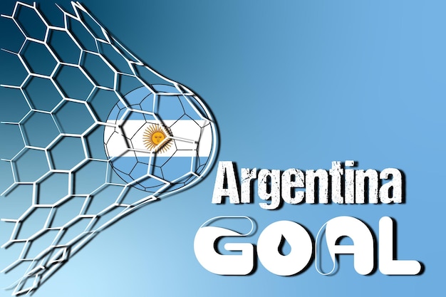 Vecteur ballon de football de l'argentine sur le net. coupe du monde qatar 2022