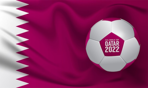 Vecteur ballon de football avec le drapeau national du qatar